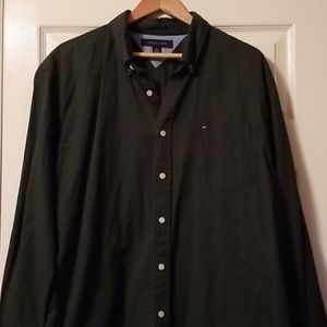 Men's Tommy Hilfiger XL dark green button front